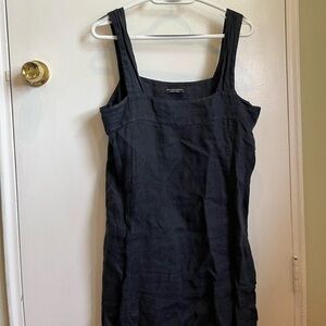 100% Linen Navy Mini Dress (with pockets!)